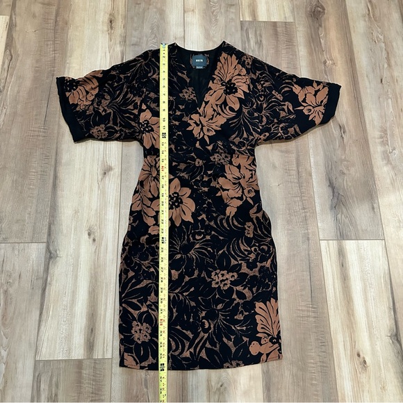 Anthropologie Maeve Kimono Black Orange Fall Pocket Zipper Dress 4 - Picture 5 of 10